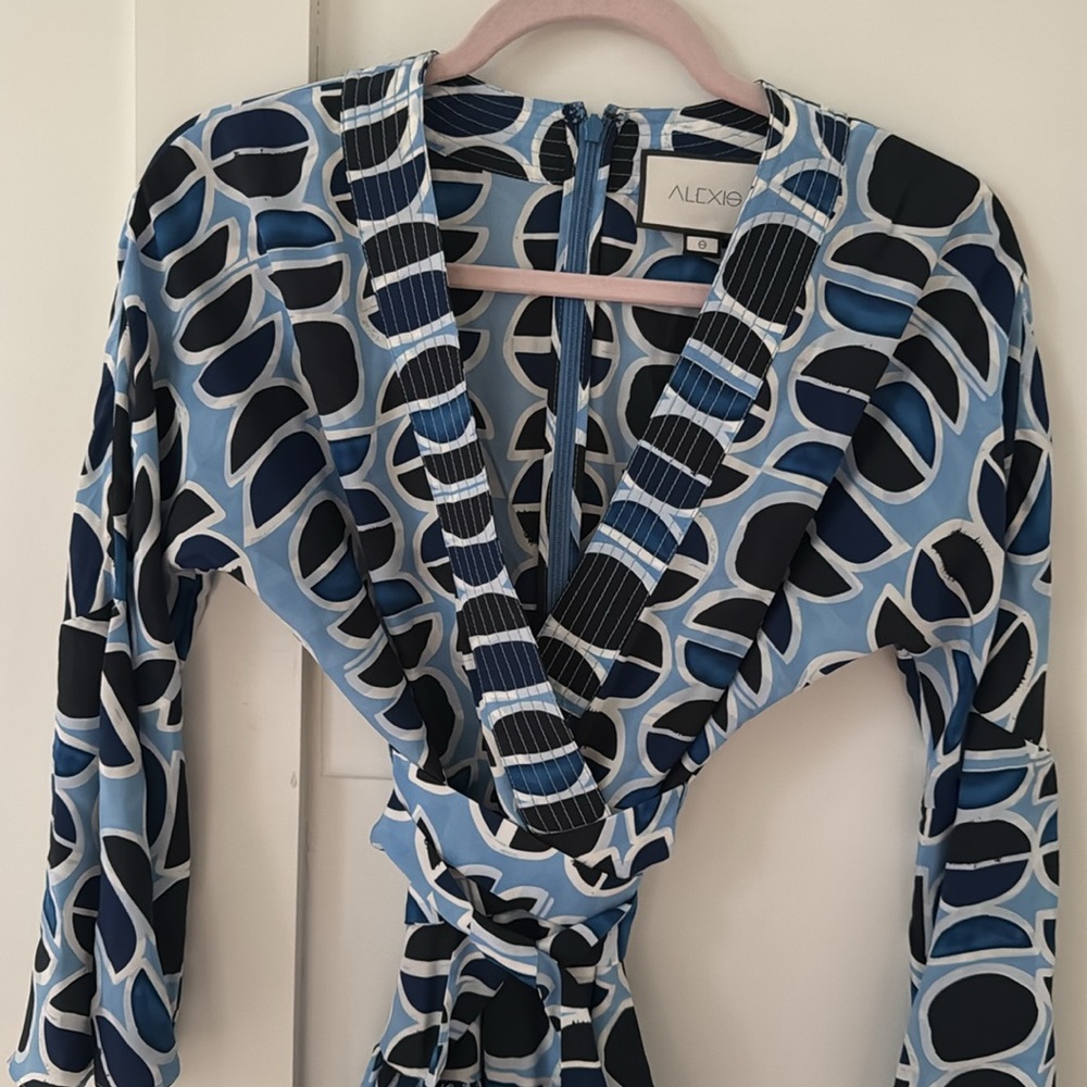 Alexis Blue and Black Patterned Mini Dress
